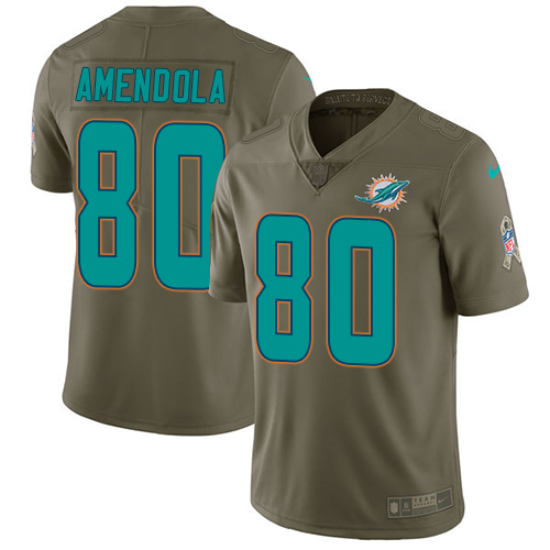 Nike Dolphins #80 Danny Amendola Olive Youth Stitched NFL Limited 2017 Salute to Service Jersey