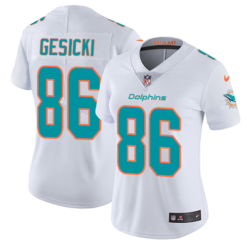 Nike Dolphins #86 Mike Gesicki White Women's Stitched NFL Vapor Untouchable Limited Jersey Nike Dolphins #86 Mike Gesicki White Women's Stitched NFL Vapor Untouchable Limited Jersey