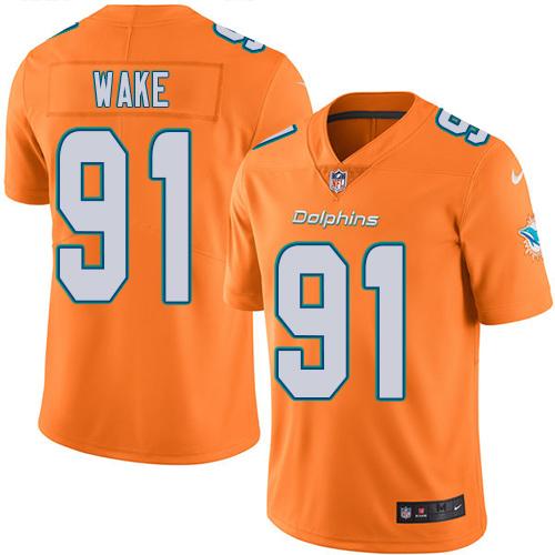 Nike Dolphins #91 Cameron Wake Orange Youth Stitched NFL Limited Rush Jersey Nike Dolphins #91 Cameron Wake Orange Youth Stitched NFL Limited Rush Jersey