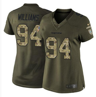 Nike Dolphins #94 Mario Williams Green Women's Stitched NFL Limited Salute to Service Jersey