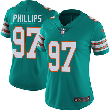 Nike Dolphins #97 Jordan Phillips Aqua Green Alternate Women's Stitched NFL Vapor Untouchable Limited Jersey Nike Dolphins #97 Jordan Phillips Aqua Green Alternate Women's Stitched NFL Vapor Untouchable Limited Jersey