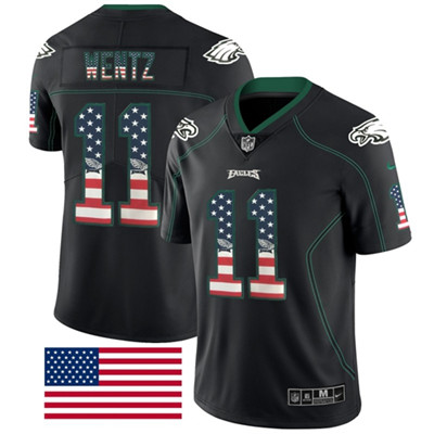 Nike Eagles #11 Carson Wentz Black Men's Stitched NFL Limited Rush USA Flag Jersey Nike Eagles #11 Carson Wentz Black Men's Stitched NFL Limited Rush USA Flag Jersey