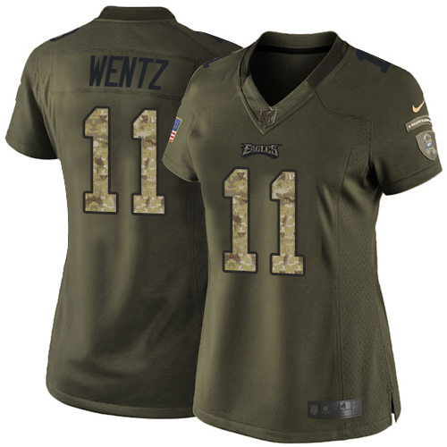Nike Eagles #11 Carson Wentz Green Women's Stitched NFL Limited 2015 Salute to Service Jersey Nike Eagles #11 Carson Wentz Green Women's Stitched NFL Limited 2015 Salute to Service Jersey