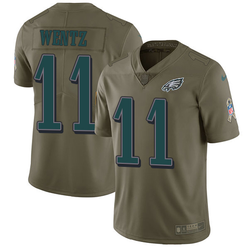 Nike Eagles #11 Carson Wentz Olive Men's Stitched NFL Limited 2017 Salute To Service Jersey Nike Eagles #11 Carson Wentz Olive Men's Stitched NFL Limited 2017 Salute To Service Jersey