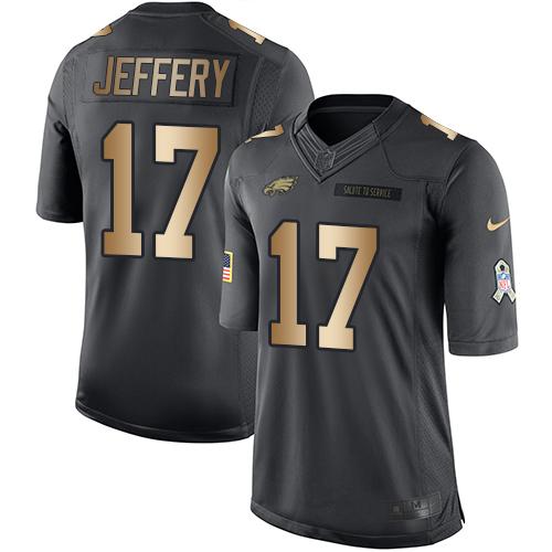 Nike Eagles #17 Alshon Jeffery Black Youth Stitched NFL Limited Gold Salute to Service Jersey Nike Eagles #17 Alshon Jeffery Black Youth Stitched NFL Limited Gold Salute to Service Jersey