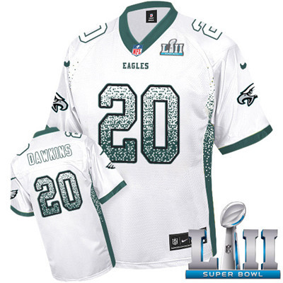 Nike Eagles #20 Brian Dawkins White Super Bowl LII Men's Stitched NFL Elite Drift Fashion Jersey Nike Eagles #20 Brian Dawkins White Super Bowl LII Men's Stitched NFL Elite Drift Fashion Jersey