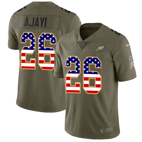 Nike Eagles #26 Jay Ajayi Olive USA Flag Men's Stitched NFL Limited 2017 Salute To Service Jersey