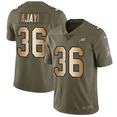 Nike Eagles #36 Jay Ajayi Olive Gold Men's Stitched NFL Limited 2017 Salute To Service Jersey