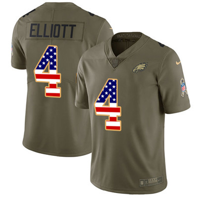 Nike Eagles #4 Jake Elliott Olive USA Flag Men's Stitched NFL Limited 2017 Salute To Service Jersey Nike Eagles #4 Jake Elliott Olive USA Flag Men's Stitched NFL Limited 2017 Salute To Service Jersey