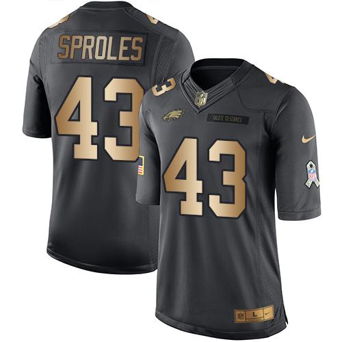 Nike Eagles #43 Darren Sproles Black Youth Stitched NFL Limited Gold Salute to Service Jersey Nike Eagles #43 Darren Sproles Black Youth Stitched NFL Limited Gold Salute to Service Jersey