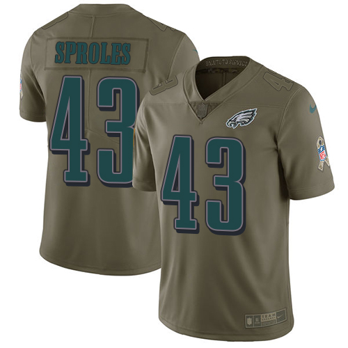 Nike Eagles #43 Darren Sproles Olive Men's Stitched NFL Limited 2017 Salute To Service Jersey Nike Eagles #43 Darren Sproles Olive Men's Stitched NFL Limited 2017 Salute To Service Jersey