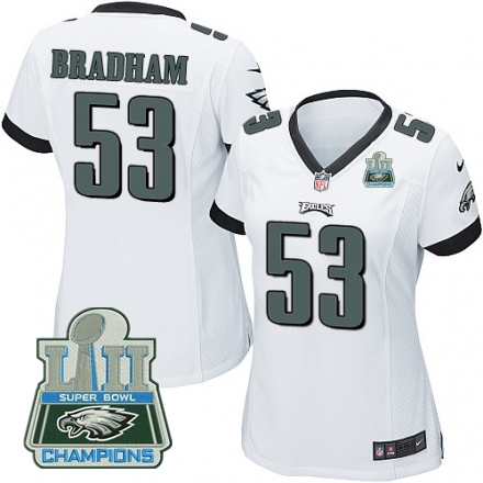 Nike Eagles #53 Nigel Bradham White Women 2018 Super Bowl Champions Game Jersey Nike Eagles #53 Nigel Bradham White Women 2018 Super Bowl Champions Game Jersey
