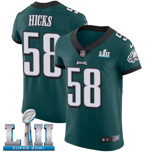 Nike Eagles #58 Jordan Hicks Midnight Green Team Color Super Bowl LII Men's Stitched NFL Vapor Untouchable Elite Jersey Nike Eagles #58 Jordan Hicks Midnight Green Team Color Super Bowl LII Men's Stitched NFL Vapor Untouchable Elite Jersey