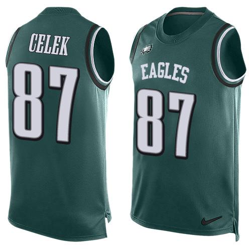 Nike Eagles #87 Brent Celek Midnight Green Team Color Men's Stitched NFL Limited Tank Top Jersey Nike Eagles #87 Brent Celek Midnight Green Team Color Men's Stitched NFL Limited Tank Top Jersey