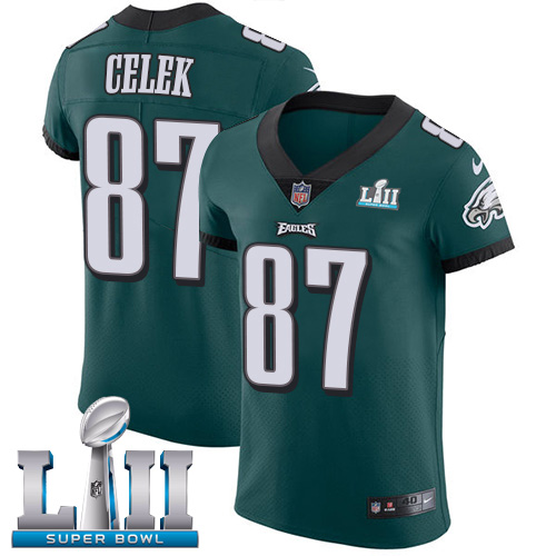 Nike Eagles #87 Brent Celek Midnight Green Team Color Super Bowl LII Men's Stitched NFL Vapor Untouchable Elite Jersey Nike Eagles #87 Brent Celek Midnight Green Team Color Super Bowl LII Men's Stitched NFL Vapor Untouchable Elite Jersey