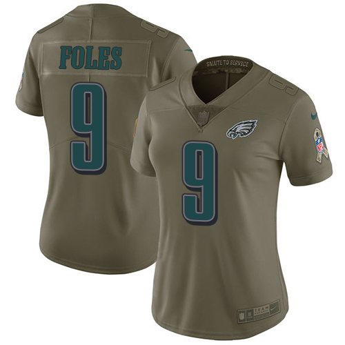 Nike Eagles #9 Nick Foles Olive Women's Stitched NFL Limited 2017 Salute to Service Jersey Nike Eagles #9 Nick Foles Olive Women's Stitched NFL Limited 2017 Salute to Service Jersey
