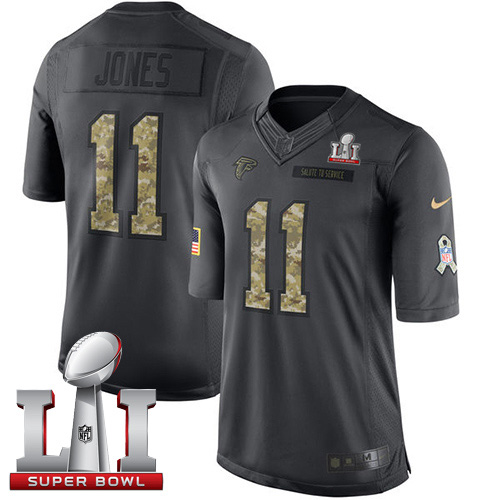 Nike Falcons #11 Julio Jones Black Super Bowl LI 51 Men's Stitched NFL Limited 2016 Salute To Service Jersey Nike Falcons #11 Julio Jones Black Super Bowl LI 51 Men's Stitched NFL Limited 2016 Salute To Service Jersey