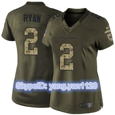 Nike Falcons #2 Matt Ryan Green Women's Stitched NFL Limited Salute to Service Jersey
