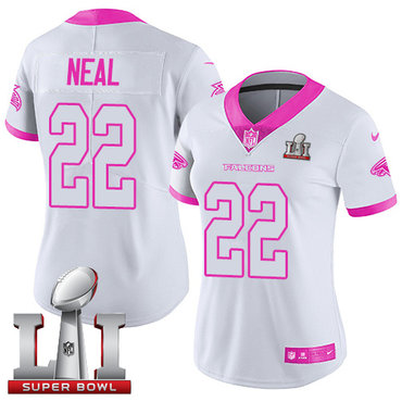 Nike Falcons #22 Keanu Neal White Pink Super Bowl LI 51 Women's Stitched NFL Limited Rush Fashion Jersey