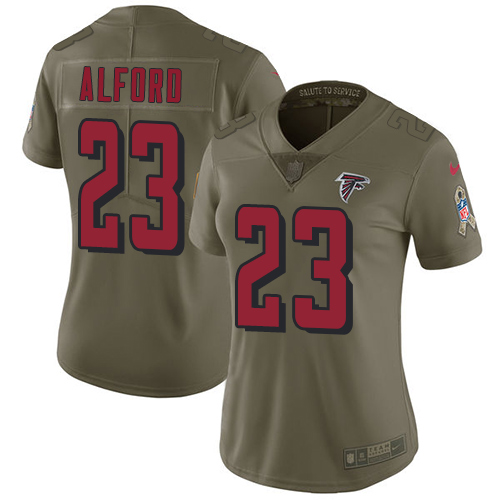 Nike Falcons #23 Robert Alford Olive Women's Stitched NFL Limited 2017 Salute to Service Jersey