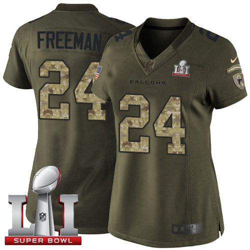 Nike Falcons #24 Devonta Freeman Green Super Bowl LI 51 Women's Stitched NFL Limited Salute to Service Jersey