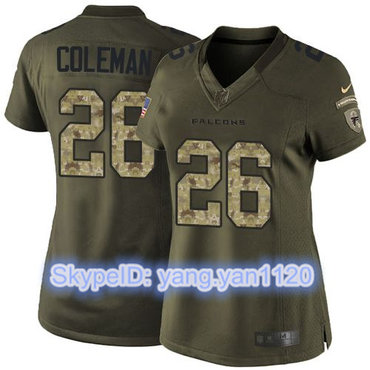 Nike Falcons #26 Tevin Coleman Green Women's Stitched NFL Limited Salute to Service Jersey