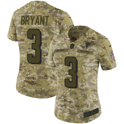 Nike Falcons #3 Matt Bryant Camo Women's Stitched NFL Limited 2018 Salute to Service Jersey Nike Falcons #3 Matt Bryant Camo Women's Stitched NFL Limited 2018 Salute to Service Jersey