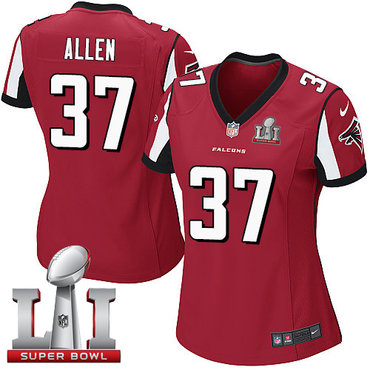 Nike Falcons #37 Ricardo Allen Red Team Color Super Bowl LI 51 Women's Stitched NFL Elite Jersey Nike Falcons #37 Ricardo Allen Red Team Color Super Bowl LI 51 Women's Stitched NFL Elite Jersey