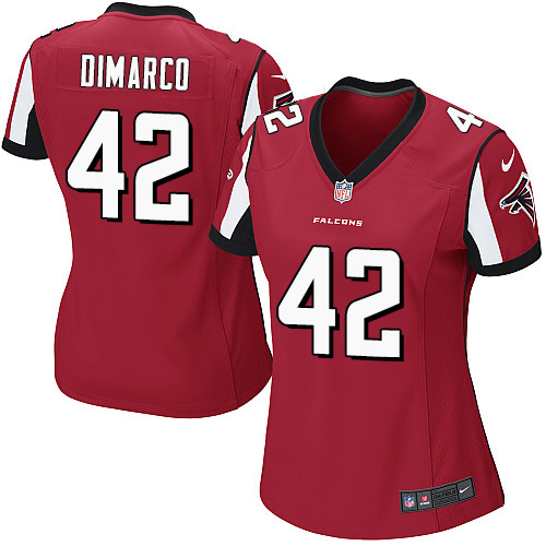 Nike Falcons #42 Patrick DiMarco Red Team Color Women's Stitched NFL Elite Jersey