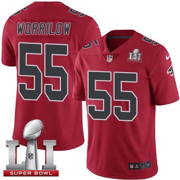 Nike Falcons #55 Paul Worrilow Red Super Bowl LI 51 Men's Stitched NFL Limited Rush Jersey Nike Falcons #55 Paul Worrilow Red Super Bowl LI 51 Men's Stitched NFL Limited Rush Jersey