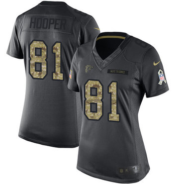 Nike Falcons #81 Austin Hooper Black Women's Stitched NFL Limited 2016 Salute to Service Jersey Nike Falcons #81 Austin Hooper Black Women's Stitched NFL Limited 2016 Salute to Service Jersey