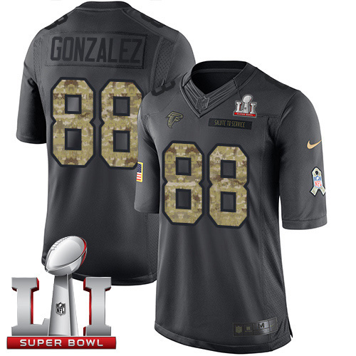 Nike Falcons #88 Tony Gonzalez Black Super Bowl LI 51 Men's Stitched NFL Limited 2016 Salute To Service Jersey Nike Falcons #88 Tony Gonzalez Black Super Bowl LI 51 Men's Stitched NFL Limited 2016 Salute To Service Jersey