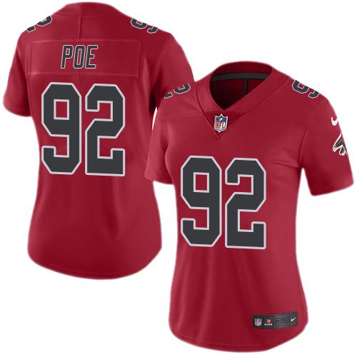 Nike Falcons #92 Dontari Poe Red Women's Stitched NFL Limited Rush Jersey Nike Falcons #92 Dontari Poe Red Women's Stitched NFL Limited Rush Jersey