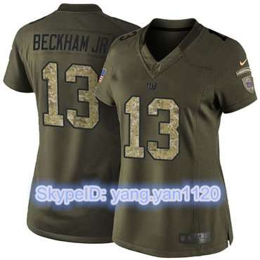 Nike Giants #13 Odell Beckham Jr Green Women's Stitched NFL Limited Salute to Service Jersey