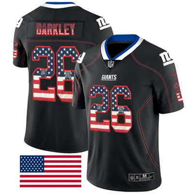 Nike Giants #26 Saquon Barkley Black Men's Stitched NFL Limited Rush USA Flag Jersey Nike Giants #26 Saquon Barkley Black Men's Stitched NFL Limited Rush USA Flag Jersey