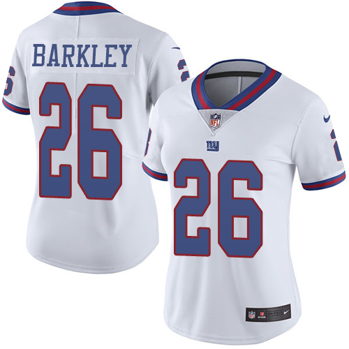 Nike Giants #26 Saquon Barkley White Women's Stitched NFL Limited Rush Jersey Nike Giants #26 Saquon Barkley White Women's Stitched NFL Limited Rush Jersey