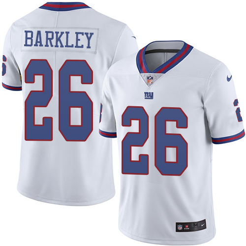 Nike Giants #26 Saquon Barkley White Youth Stitched NFL Limited Rush Jersey Nike Giants #26 Saquon Barkley White Youth Stitched NFL Limited Rush Jersey