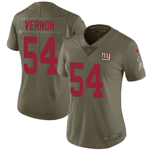 Nike Giants #54 Olivier Vernon Olive Women's Stitched NFL Limited 2017 Salute to Service Jersey