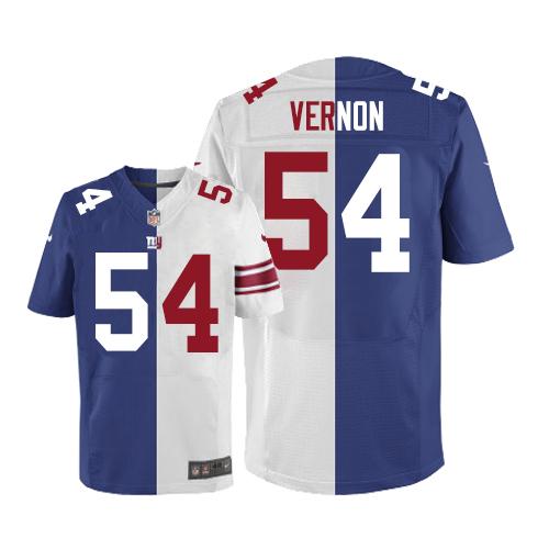 Nike Giants #54 Olivier Vernon Royal Blue White Men's Stitched NFL Elite Split Jersey Nike Giants #54 Olivier Vernon Royal Blue White Men's Stitched NFL Elite Split Jersey