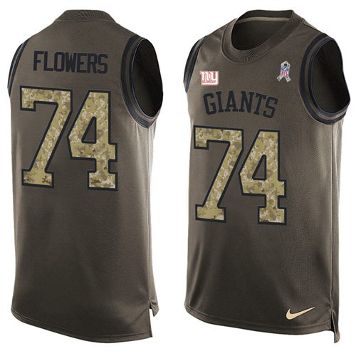 Nike Giants #74 Ereck Flowers Green Men's Stitched NFL Limited Salute To Service Tank Top Jersey Nike Giants #74 Ereck Flowers Green Men's Stitched NFL Limited Salute To Service Tank Top Jersey