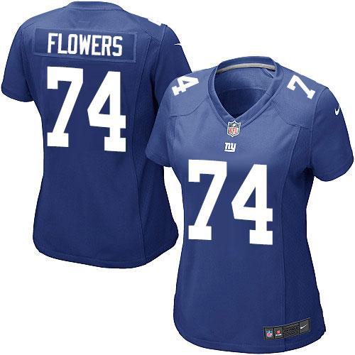 Nike Giants #74 Ereck Flowers Royal Blue Team Color Women's Stitched NFL Elite Jersey Nike Giants #74 Ereck Flowers Royal Blue Team Color Women's Stitched NFL Elite Jersey