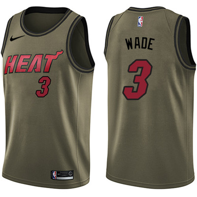 Nike Heat #3 Dwyane Wade Green Salute to Service Youth NBA Swingman Jersey Nike Heat #3 Dwyane Wade Green Salute to Service Youth NBA Swingman Jersey