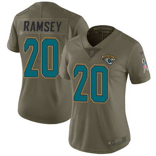 Nike Jaguars #20 Jalen Ramsey Olive Women's Stitched NFL Limited 2017 Salute to Service Jersey Nike Jaguars #20 Jalen Ramsey Olive Women's Stitched NFL Limited 2017 Salute to Service Jersey