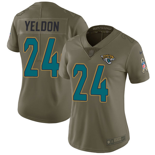 Nike Jaguars #24 T.J. Yeldon Olive Women's Stitched NFL Limited 2017 Salute to Service Jersey Nike Jaguars #24 T.J. Yeldon Olive Women's Stitched NFL Limited 2017 Salute to Service Jersey