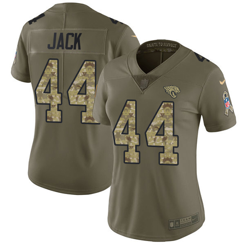 Nike Jaguars #44 Myles Jack Olive Camo Women's Stitched NFL Limited 2017 Salute to Service Jersey