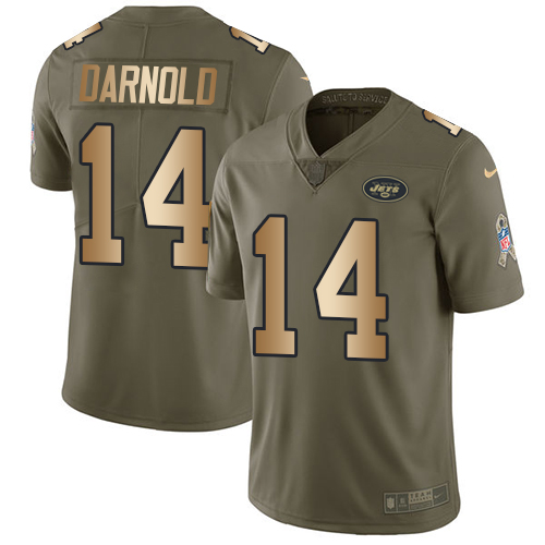 Nike Jets #14 Sam Darnold Olive Gold Youth Stitched NFL Limited 2017 Salute to Service Jersey Nike Jets #14 Sam Darnold Olive Gold Youth Stitched NFL Limited 2017 Salute to Service Jersey
