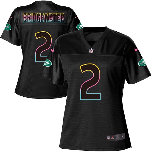 Nike Jets #2 Teddy Bridgewater Black Women's NFL Fashion Game Jersey