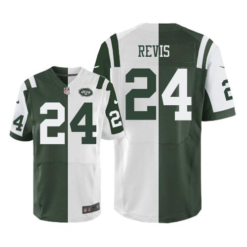 Nike Jets #24 Darrelle Revis Green White Men's Stitched NFL Elite Split Jersey Nike Jets #24 Darrelle Revis Green White Men's Stitched NFL Elite Split Jersey