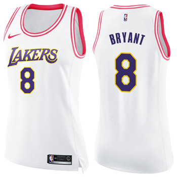 Nike Lakers #8 Kobe Bryant White Pink Women's NBA Swingman Fashion Jersey Nike Lakers #8 Kobe Bryant White Pink Women's NBA Swingman Fashion Jersey