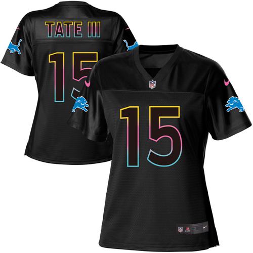 Nike Lions #15 Golden Tate III Black Women's NFL Fashion Game Jersey Nike Lions #15 Golden Tate III Black Women's NFL Fashion Game Jersey